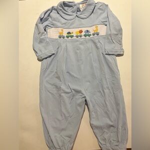 Cecil and Lou Smocked Circus Train Knit Long Romper Size 24 Months